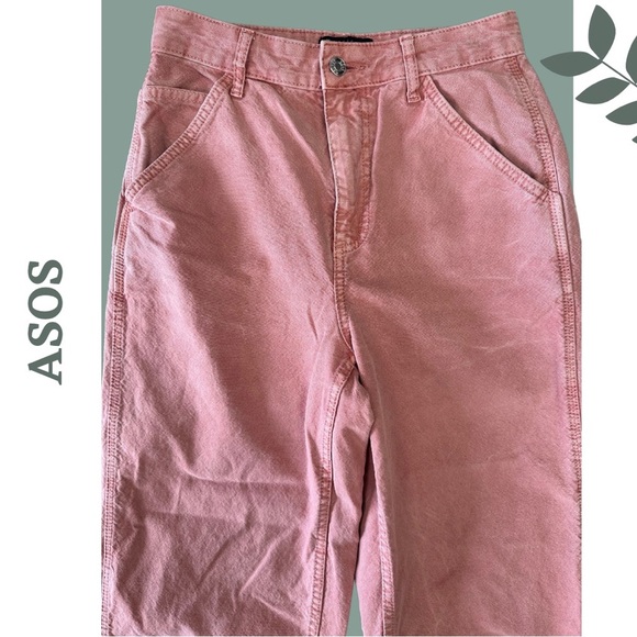 🛍️3/$40 Asos Pink Peach Straight Leg Colored Denim Pant Size 4 - Picture 4 of 7